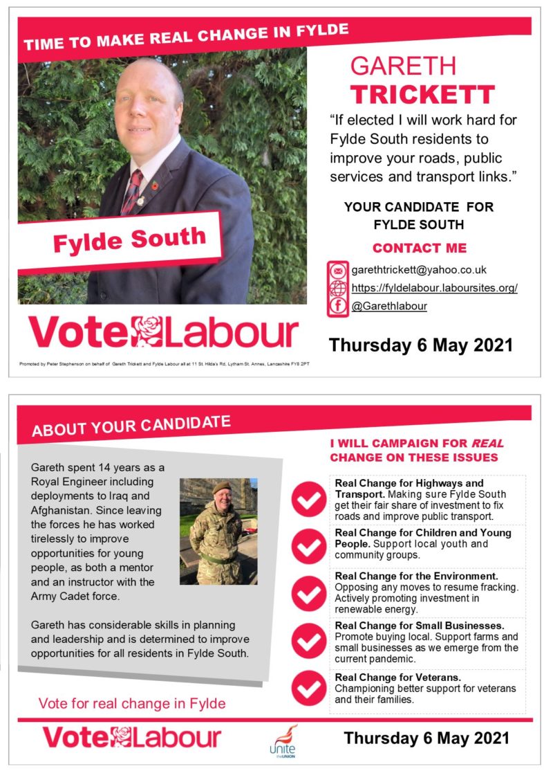 Gareth Trickett for Fylde South Leaflet
